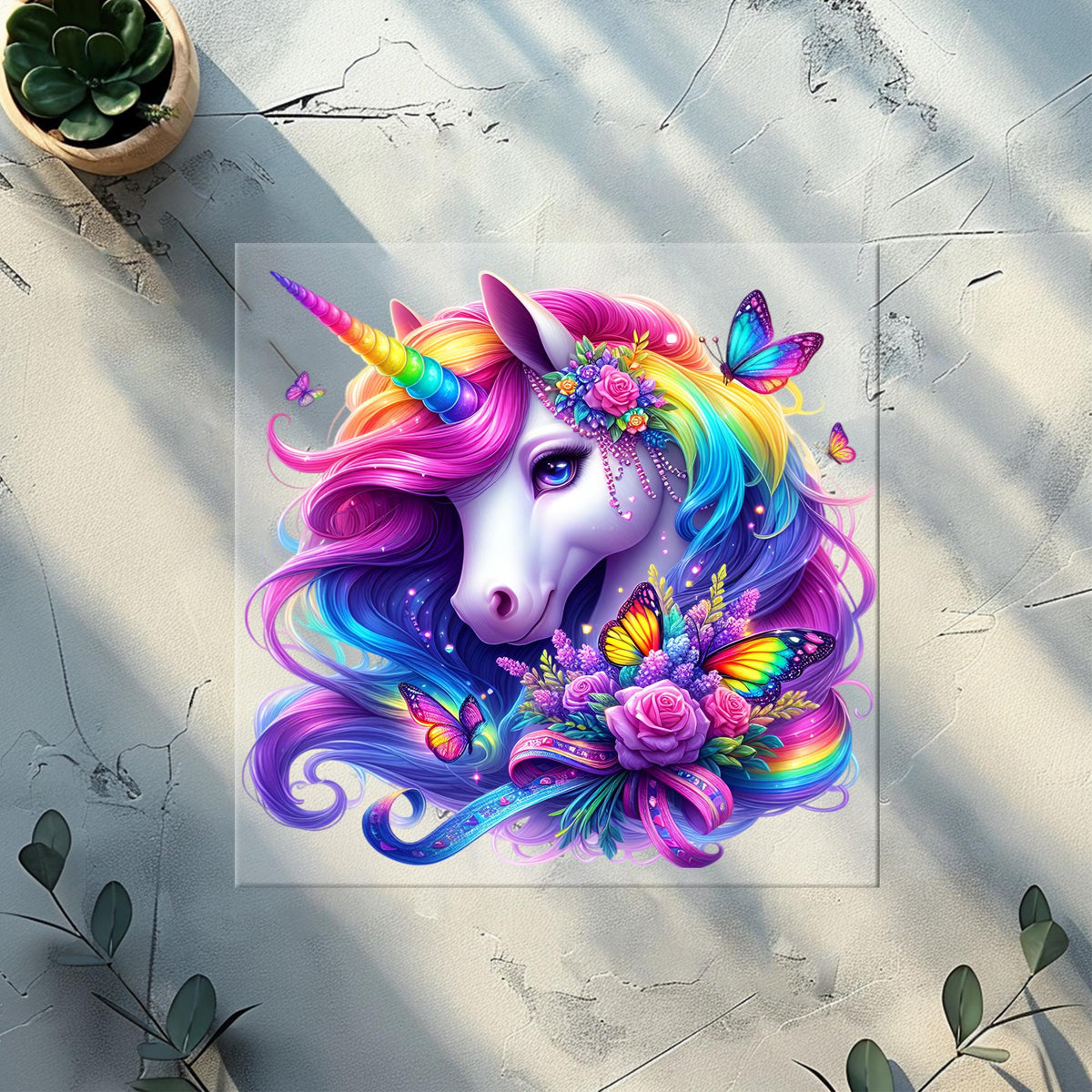 Floral Rainbow Unicorn Heat Transfer