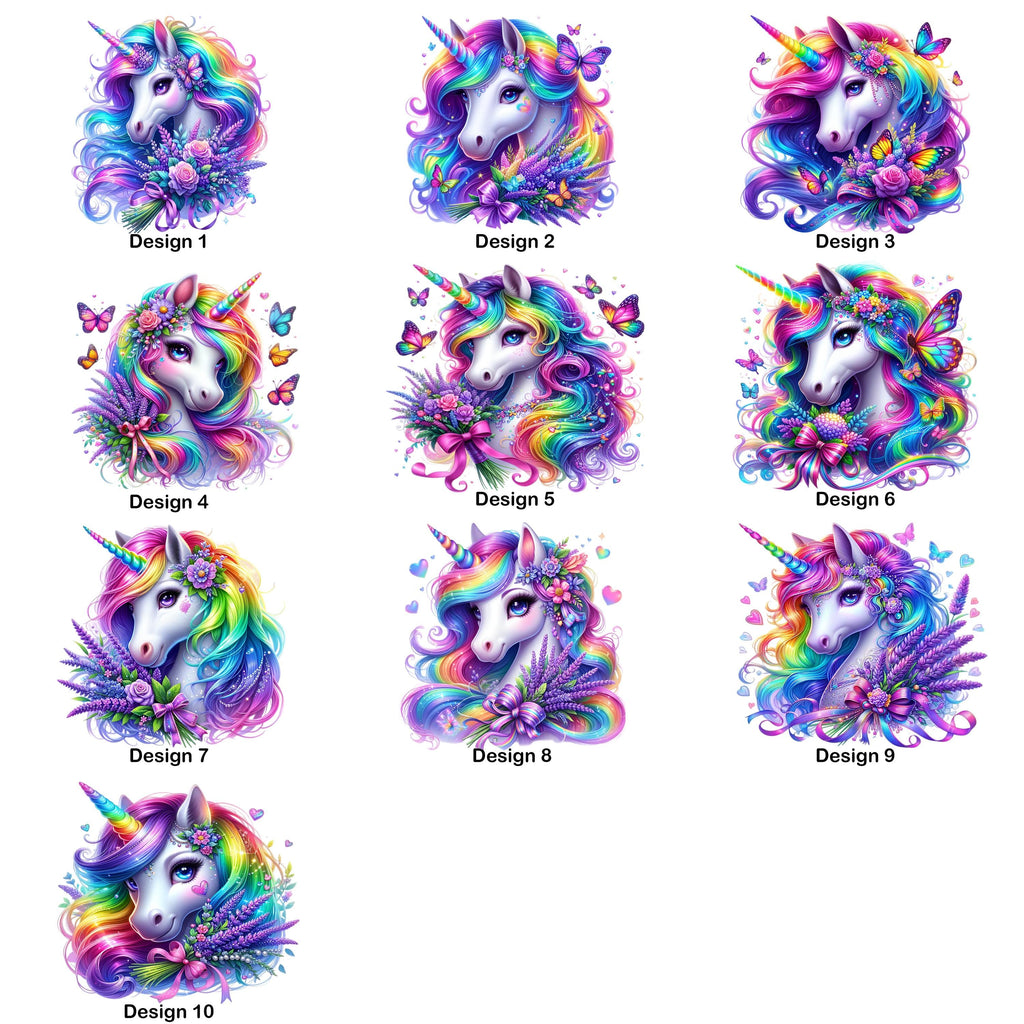 Floral Rainbow Unicorn Heat Transfer