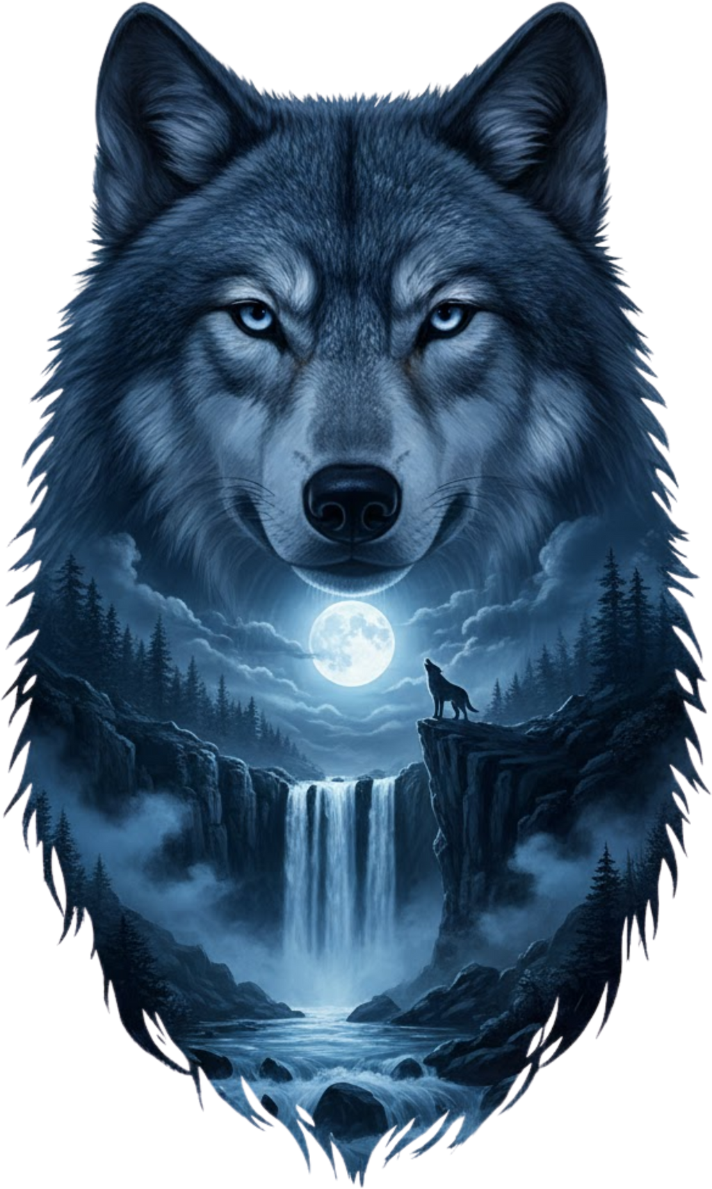 Double Exposure Animals with Waterfalls Graphic T-shirt S-5X