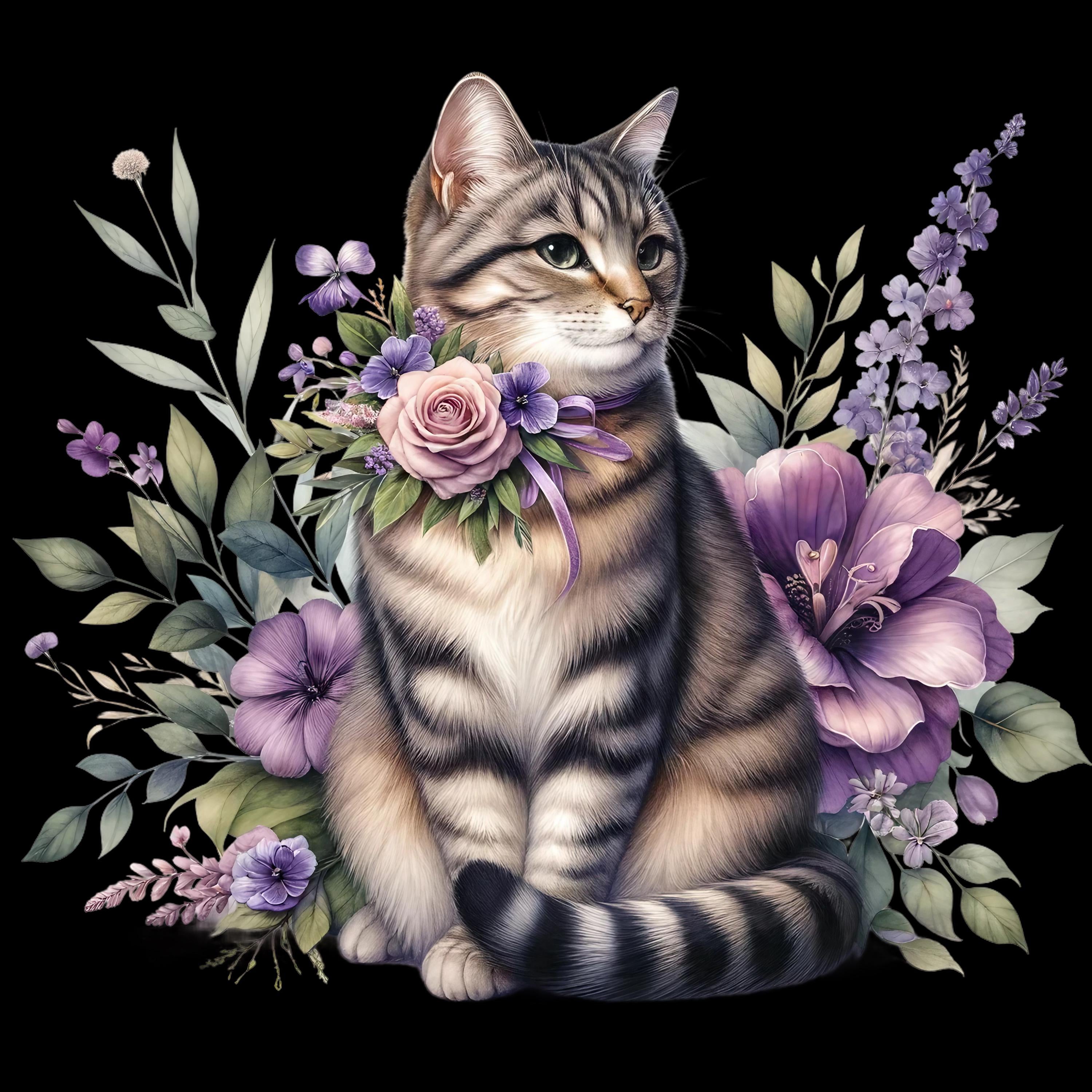 Floral Cats DTF Transfer