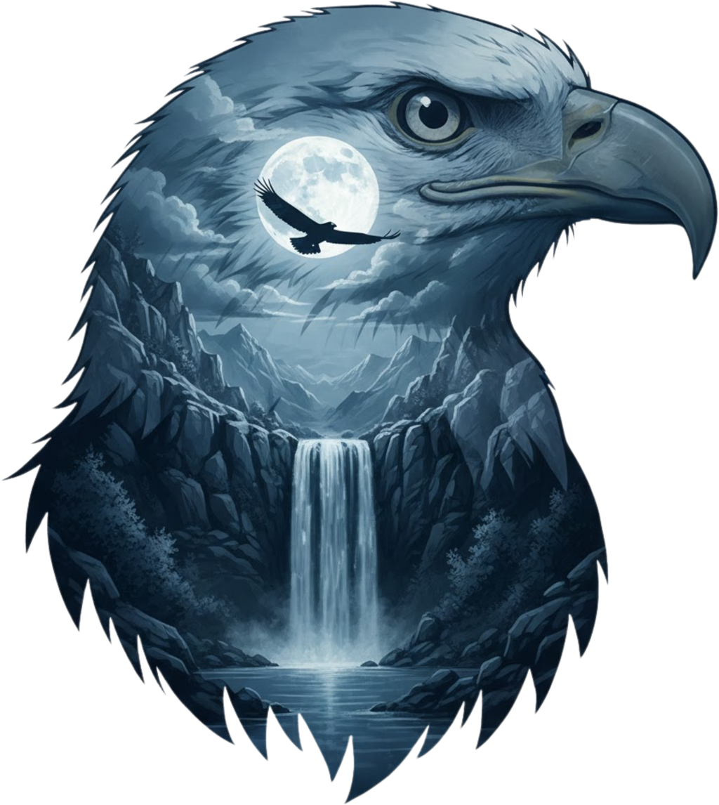 Double Exposure Animals with Waterfalls Graphic T-shirt S-5X