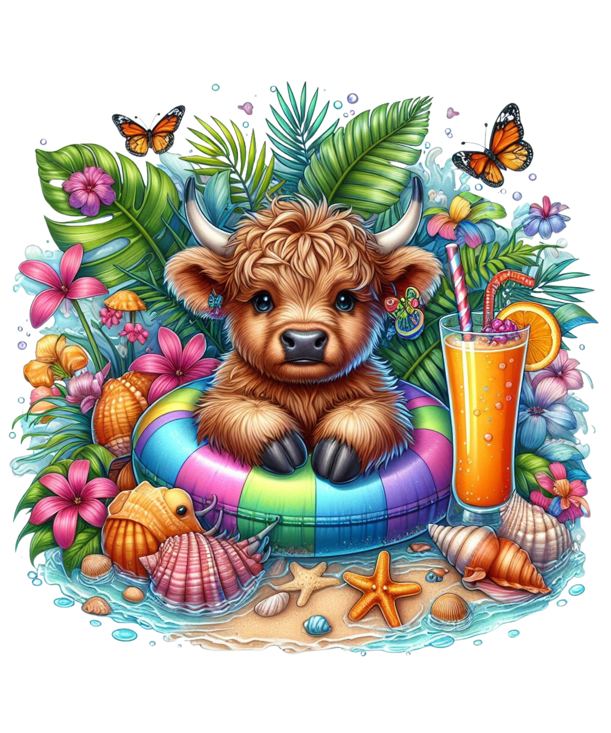 Highland Cows on Floaties Heat Transfer