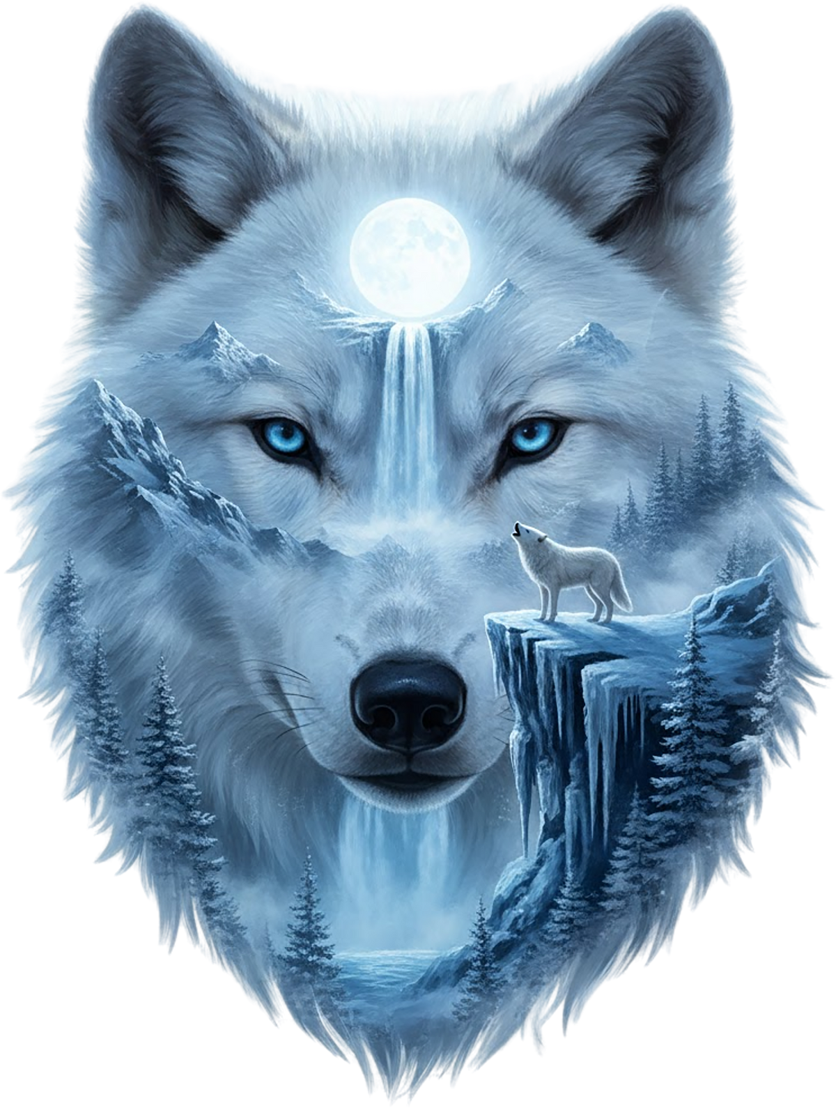 Double Exposure Animals with Waterfalls Graphic T-shirt S-5X