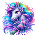 Floral Rainbow Unicorn Heat Transfer