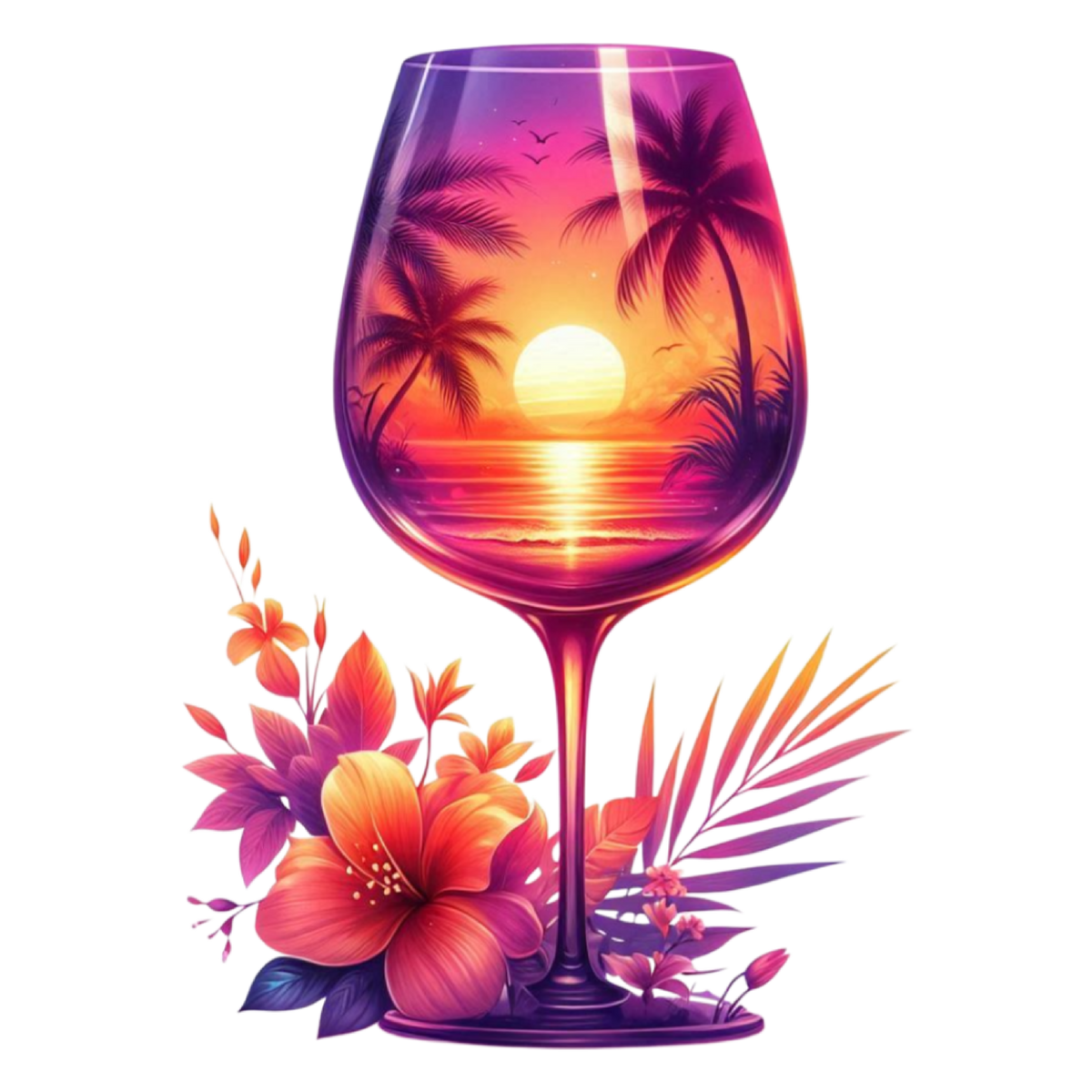 Tropical Sunset Cocktails Heat Transfer