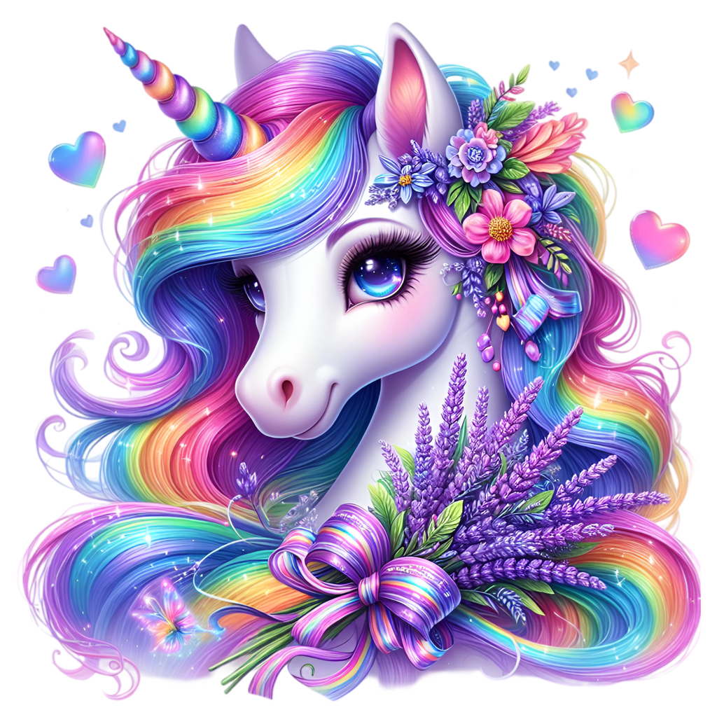 Floral Rainbow Unicorn Heat Transfer