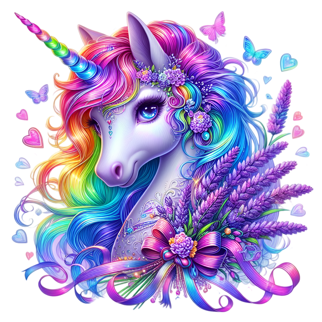 Floral Rainbow Unicorn Heat Transfer