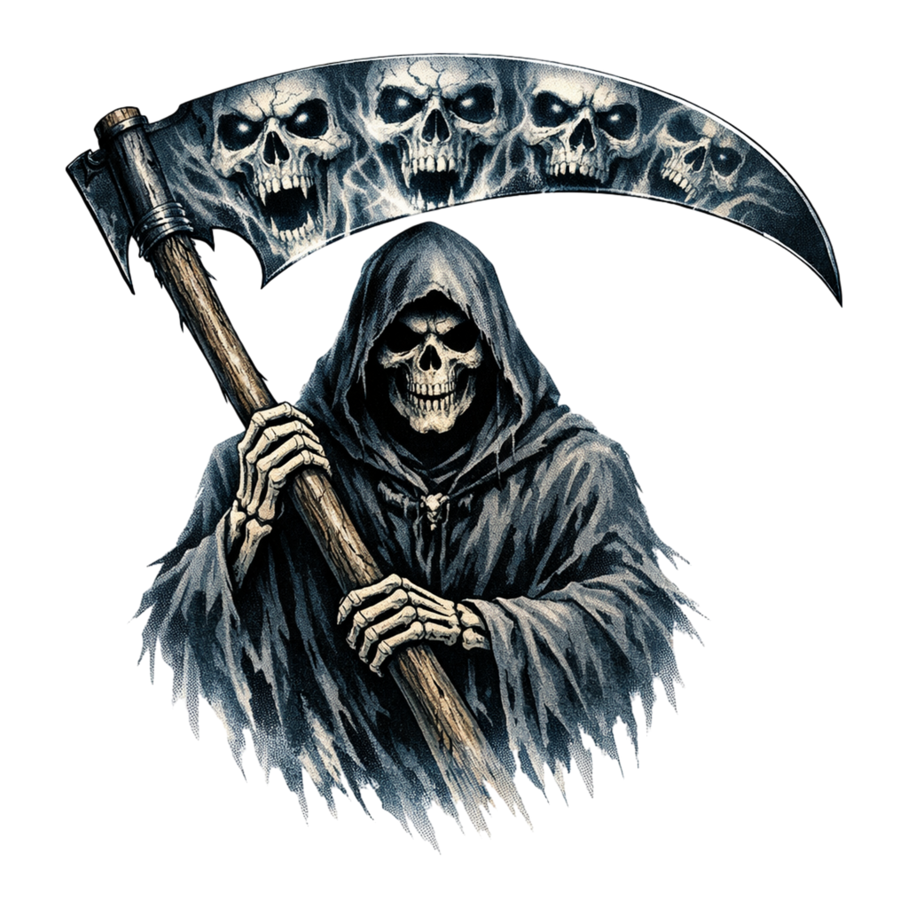 Grim Reaper Skull Fire Heat Transfer for Apparel Decoration