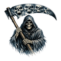 Grim Reaper Skull Fire Heat Transfer for Apparel Decoration