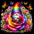 Gnomes and Roses DTF Transfer: Vibrant Fabric Appliques for Custom Apparel