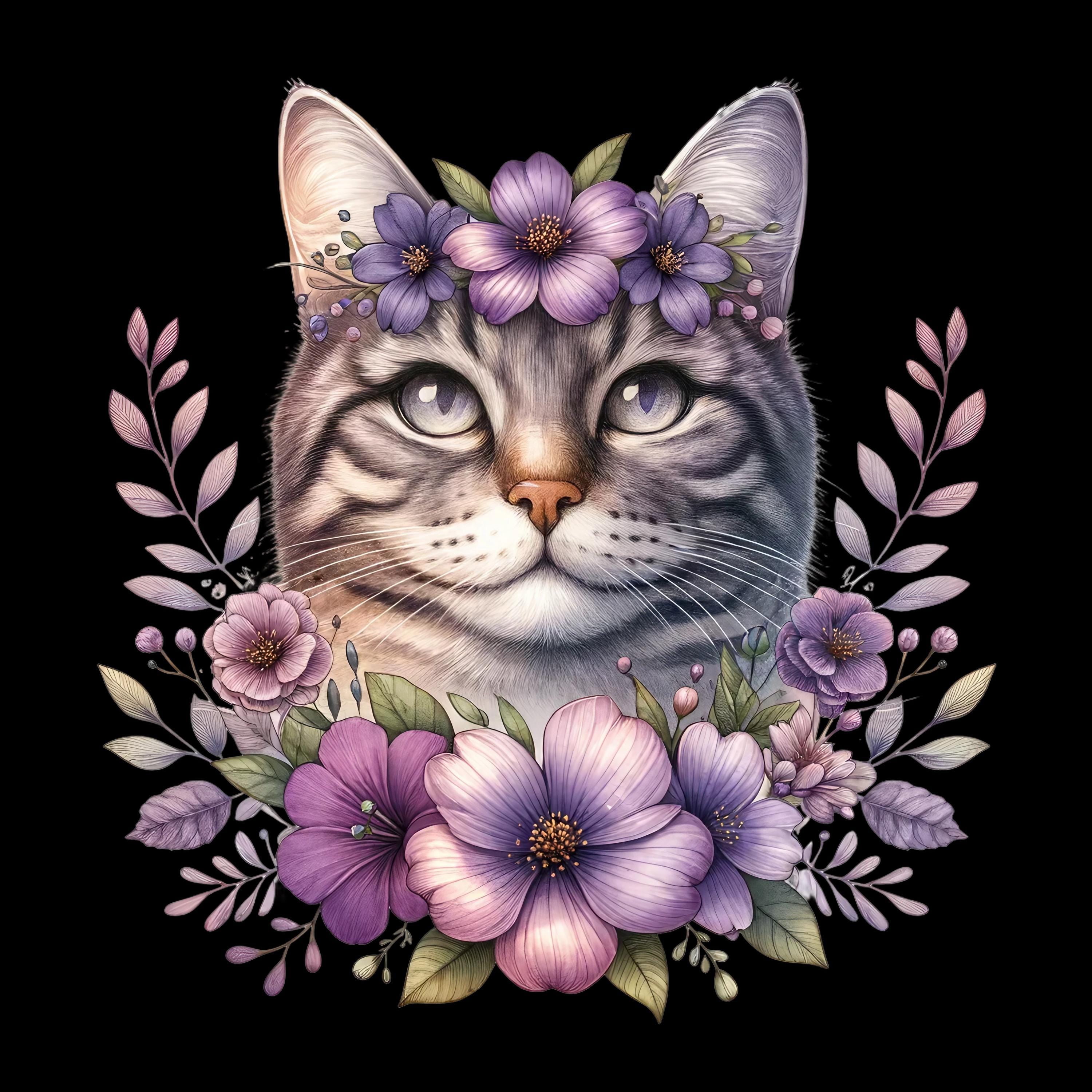 Floral Cats DTF Transfer