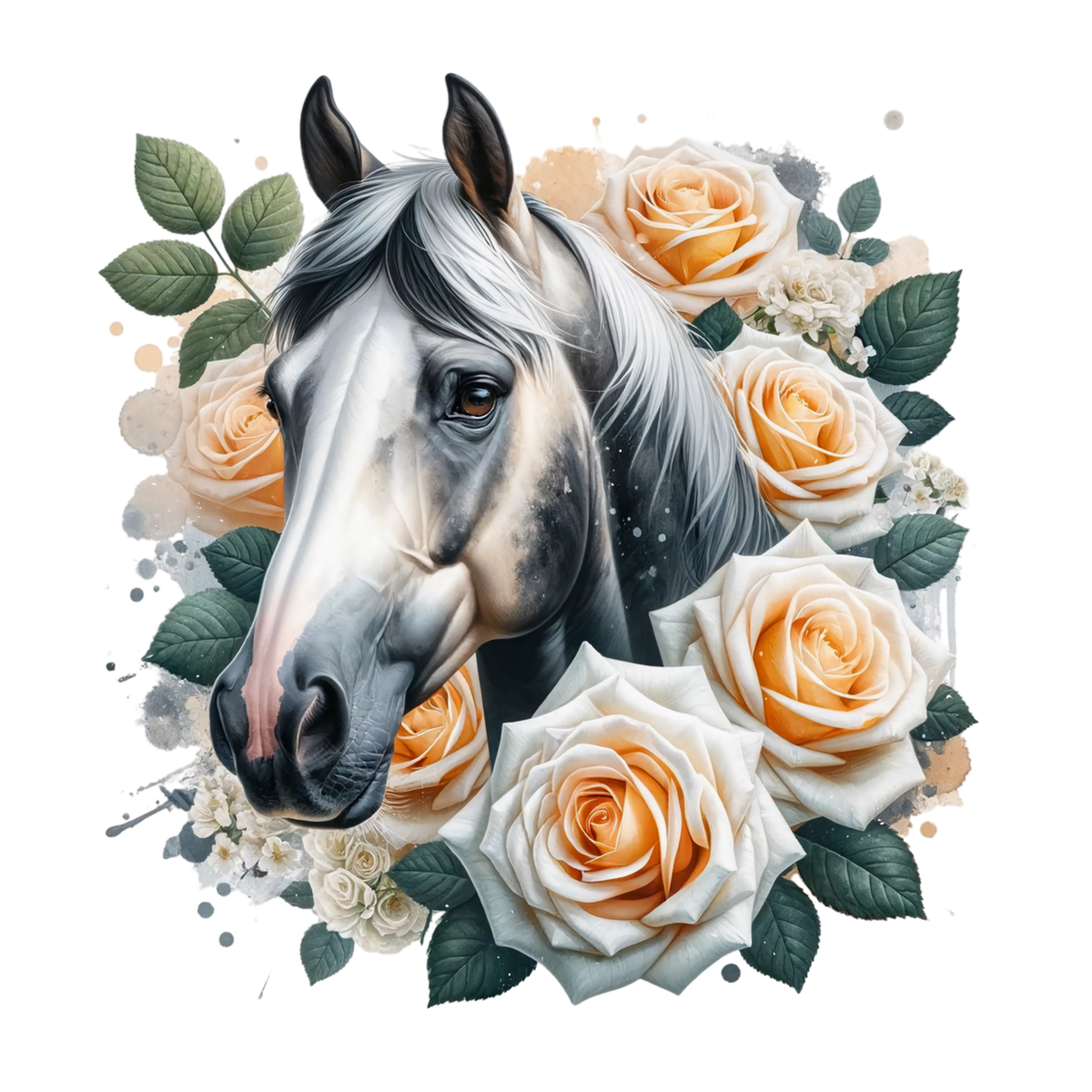 Floral Horses Heat Transfer