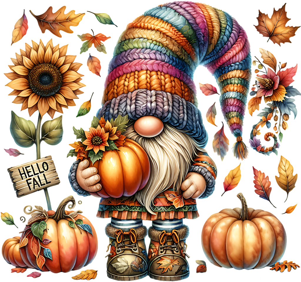 Cute Fall Gnomes Graphic T-shirt S-5X