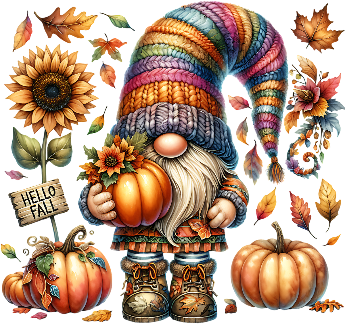 Cute Fall Gnomes Graphic T-shirt S-5X