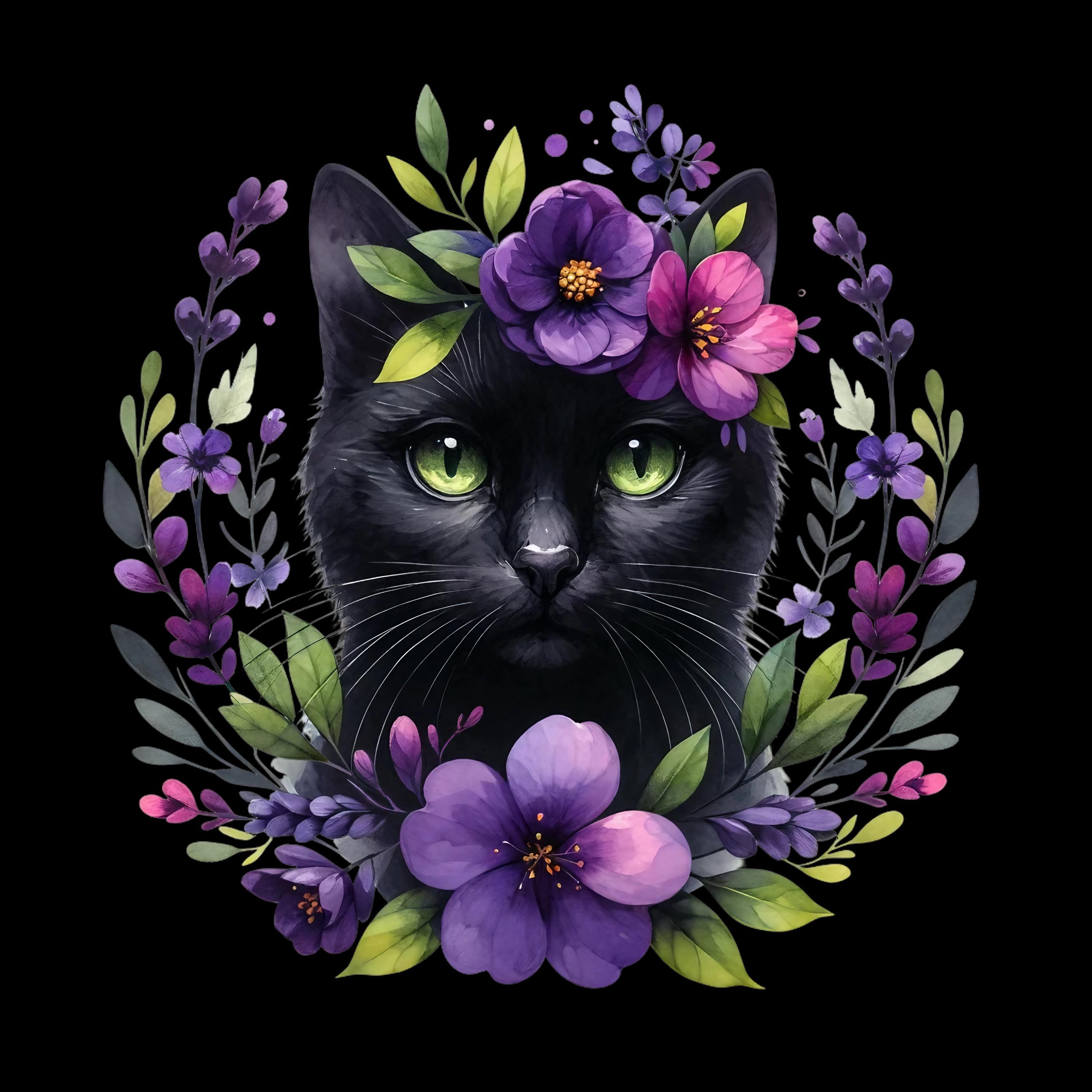Floral Cats DTF Transfer