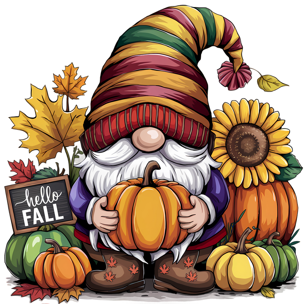Cute Fall Gnomes Graphic T-shirt S-5X