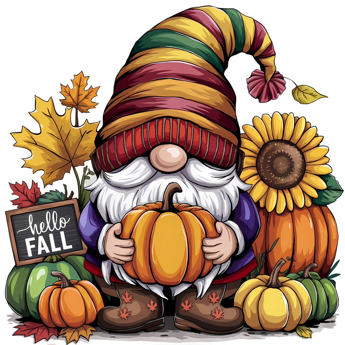 Cute Fall Gnomes Graphic T-shirt S-5X
