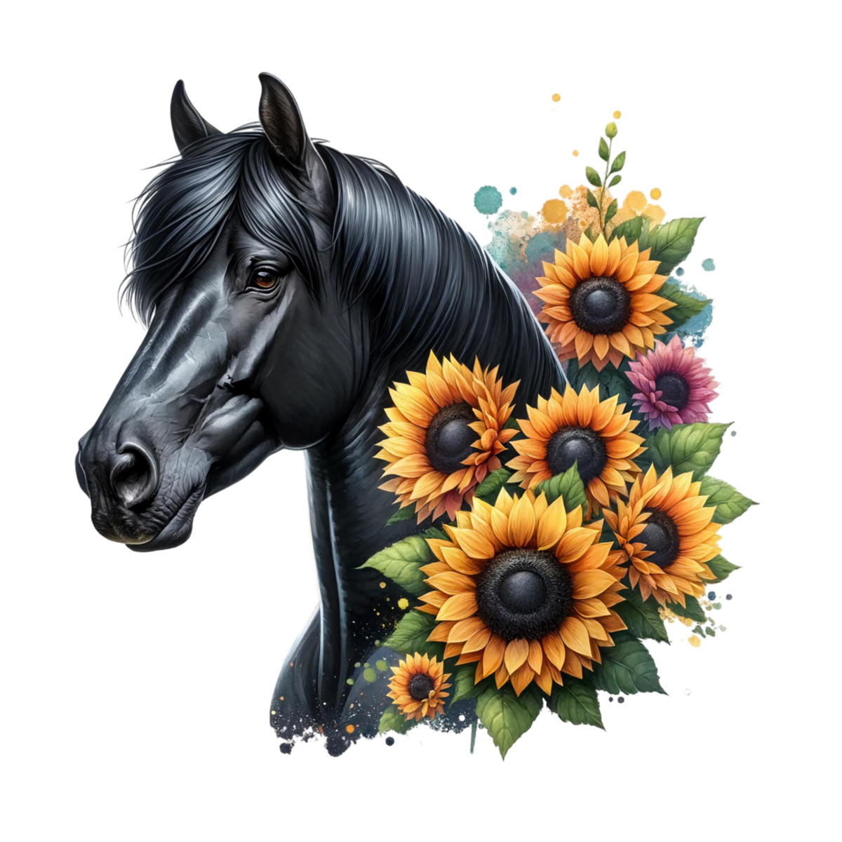 Floral Horses Heat Transfer
