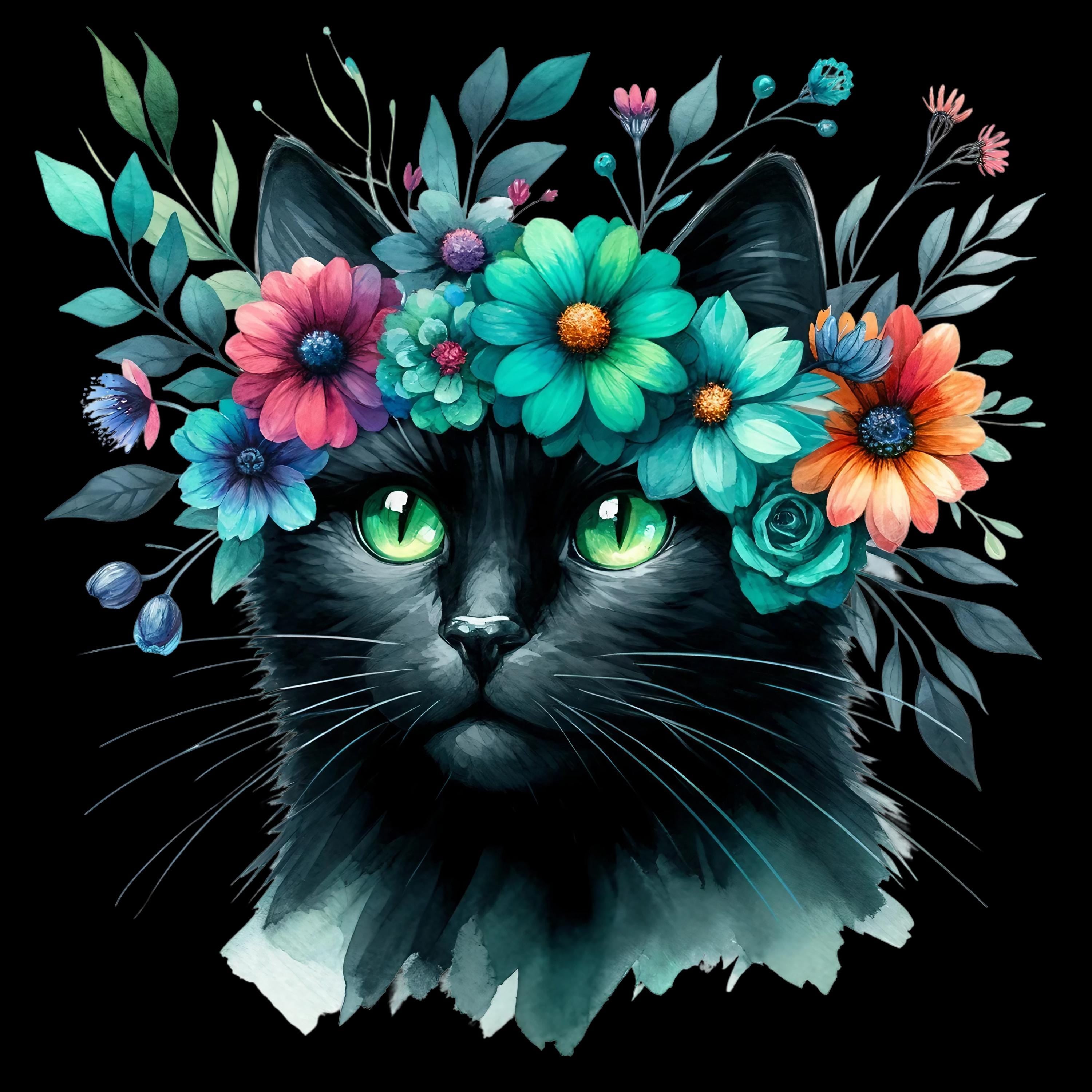 Floral Cats DTF Transfer