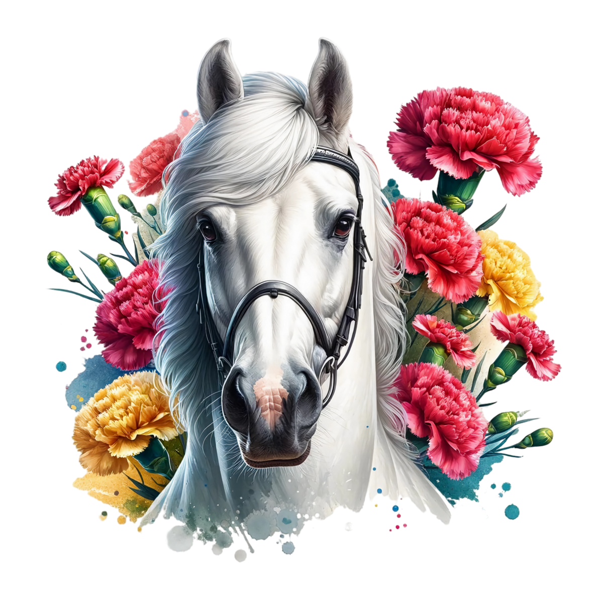 Floral Horses Heat Transfer