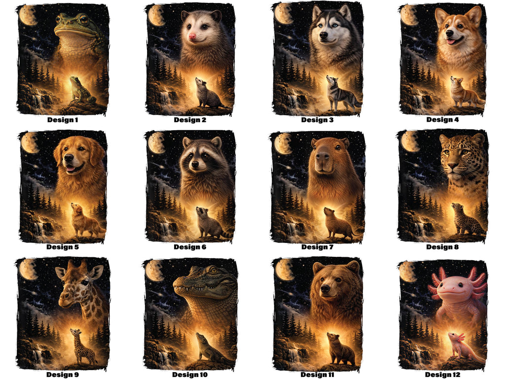 Animals By Moonlight Heat Transfer Print for Custom Apparel Designs