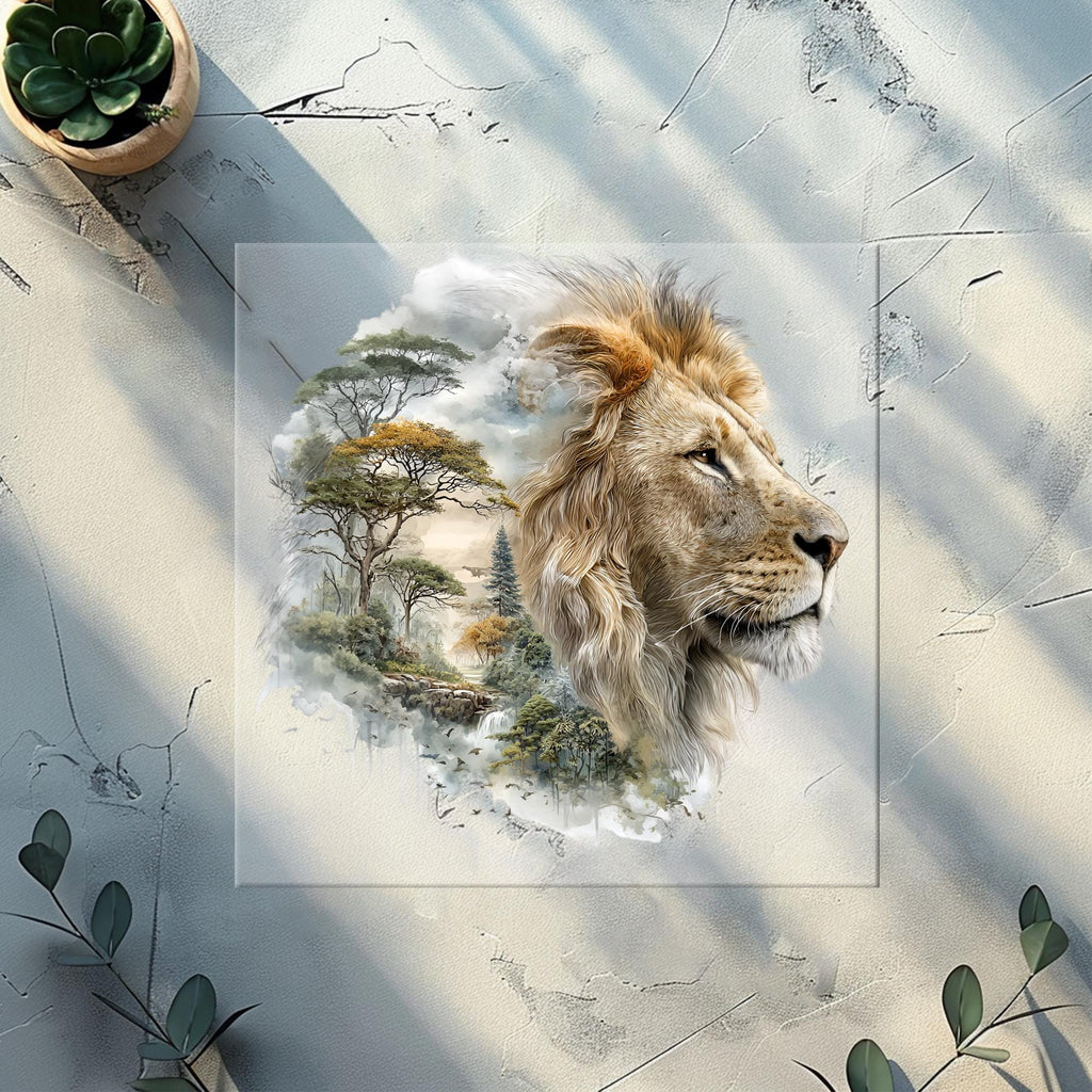 Lion Savannah Double Exposure Heat Transfer