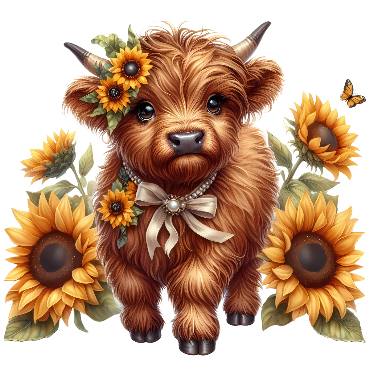 Highland Cows with Sunflowers Heat Transfer