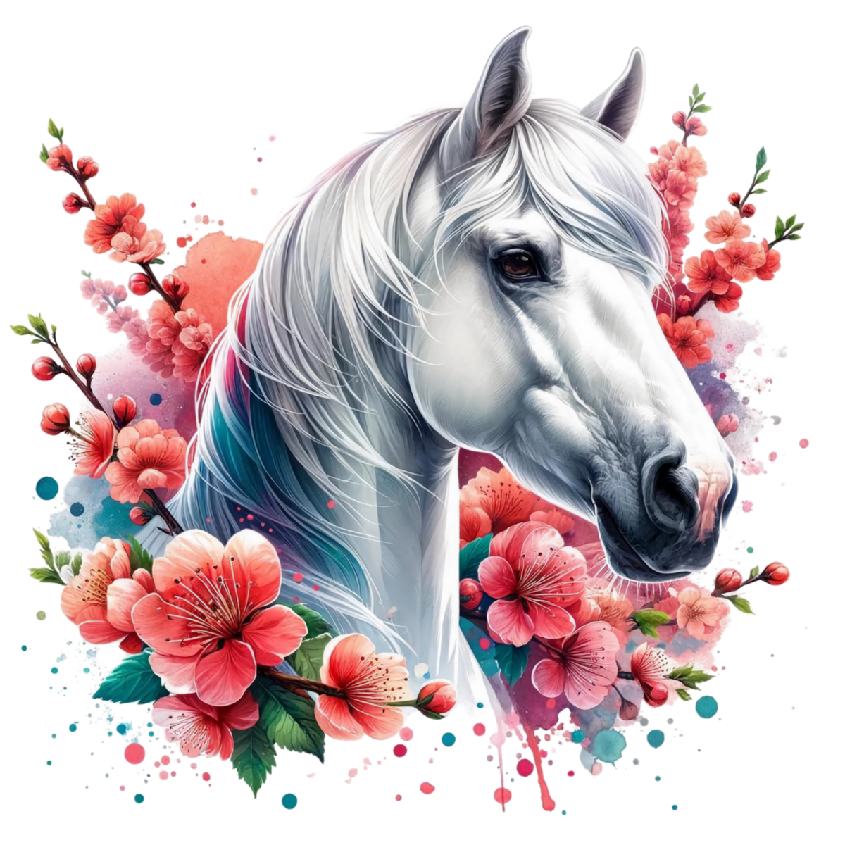 Floral Horses Heat Transfer