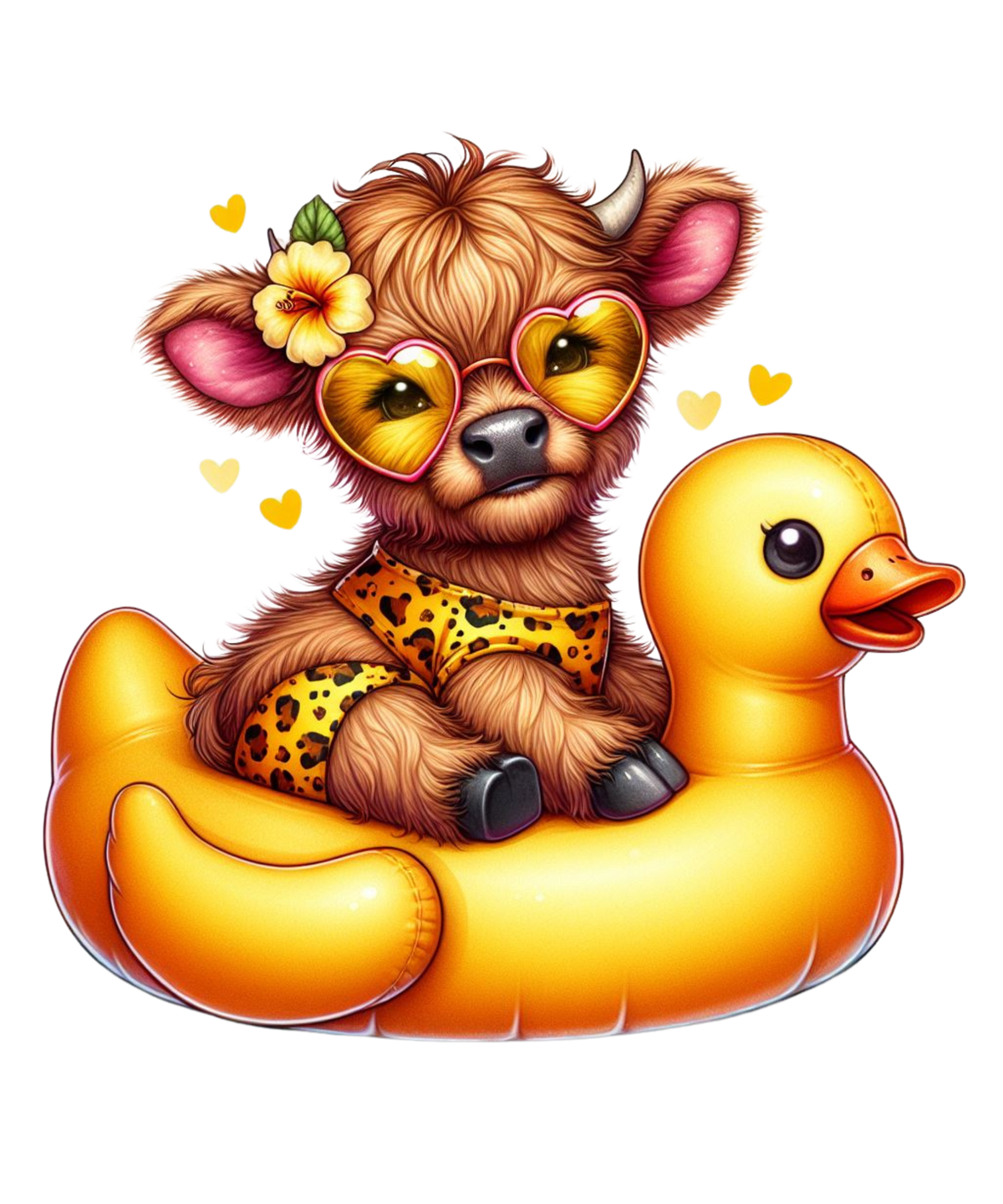 Highland Cows on Floaties Heat Transfer