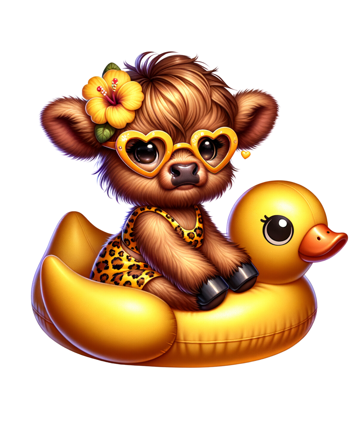 Highland Cows on Floaties Heat Transfer