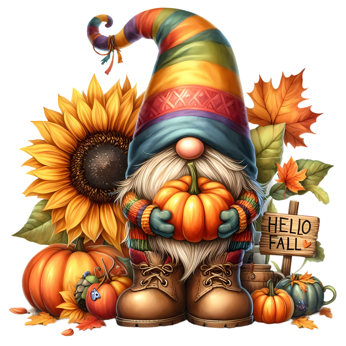 Cute Fall Gnomes Graphic T-shirt S-5X