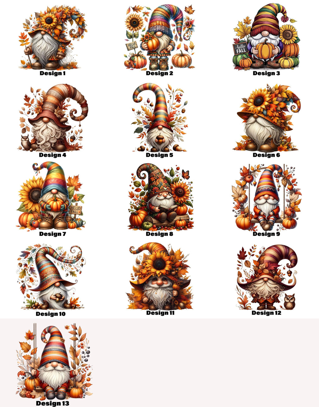 Cute Fall Gnomes Graphic T-shirt S-5X