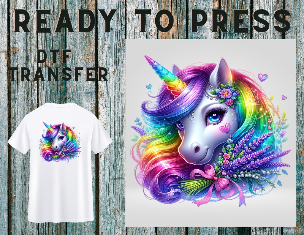 Floral Rainbow Unicorn Heat Transfer