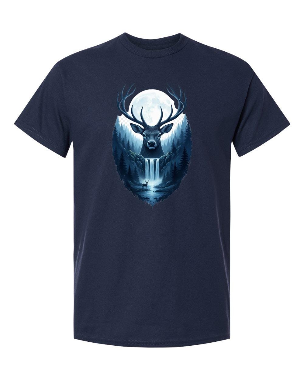 Double Exposure Animals with Waterfalls Graphic T-shirt S-5X