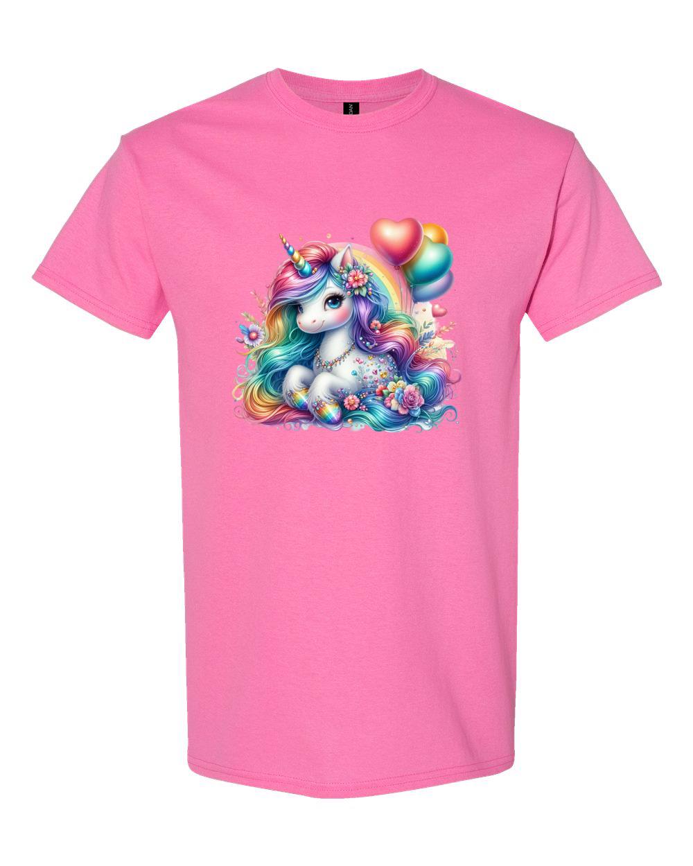 Unicorn Rainbow Balloons Graphic T-shirt S-5X