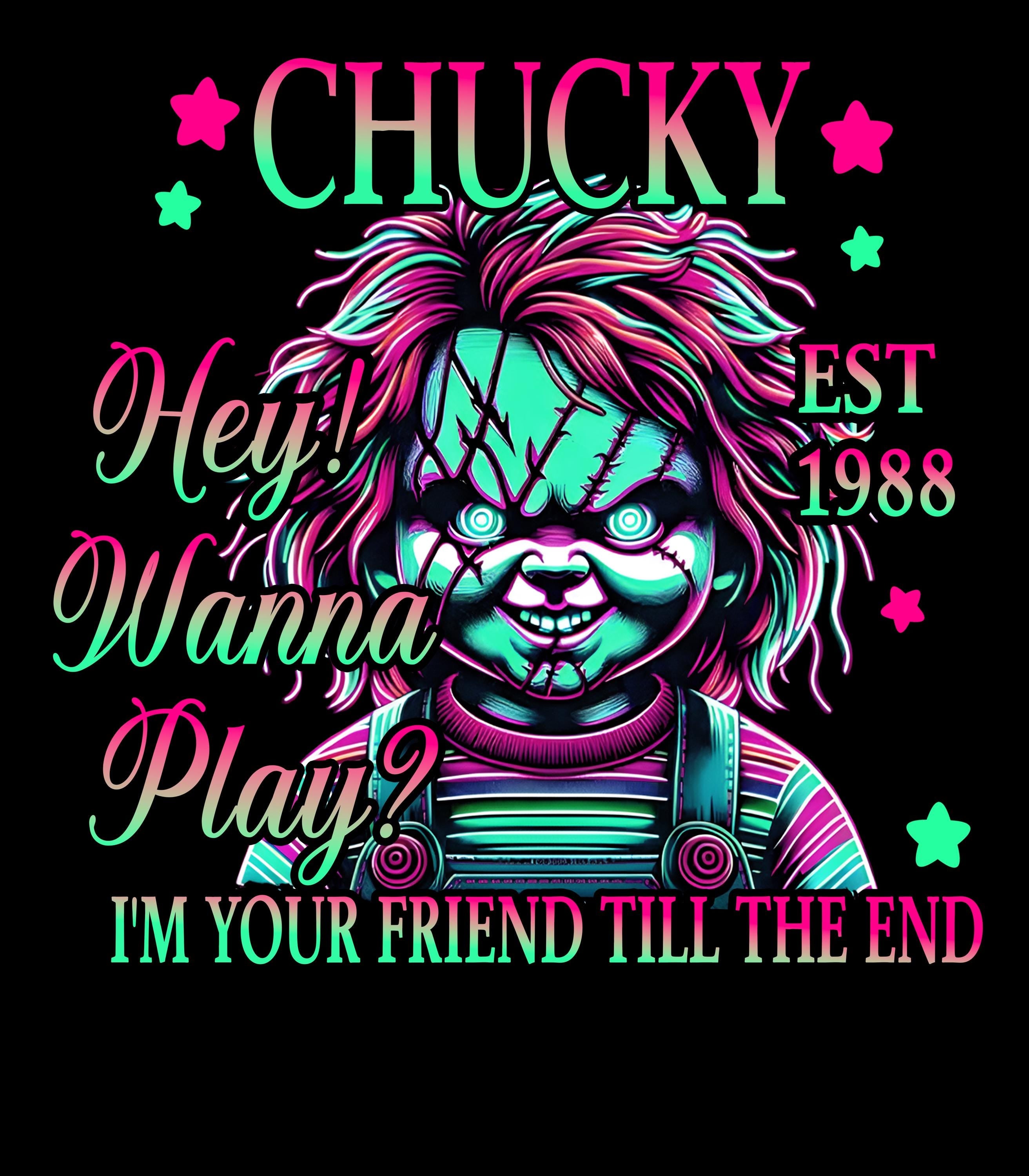 Horror Characters Heat Transfer For Black Only