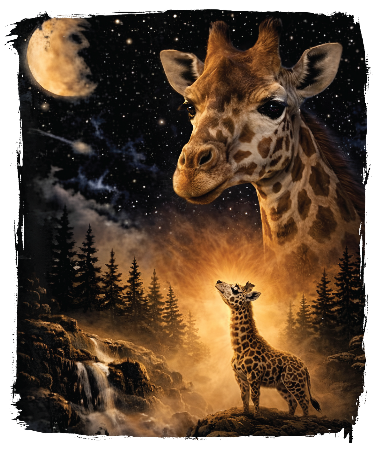 Animals By Moonlight Heat Transfer Print for Custom Apparel Designs