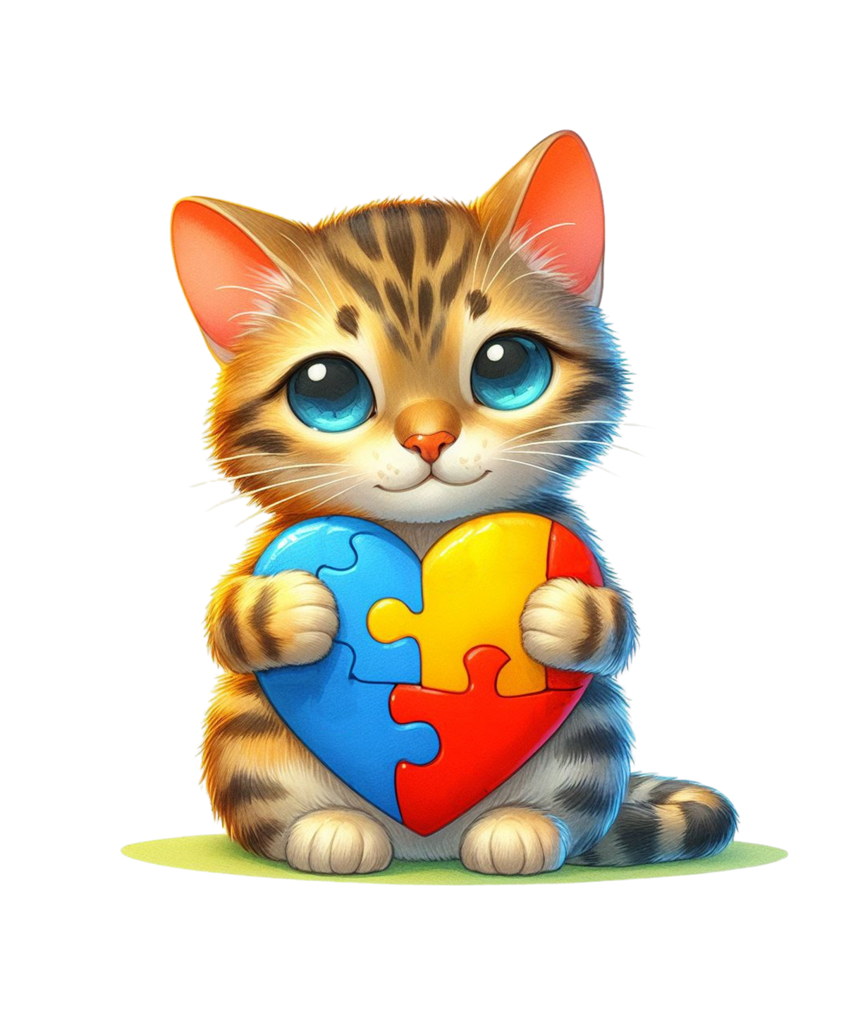 Cats Holding Autism Puzzle Heart Heat Transfer