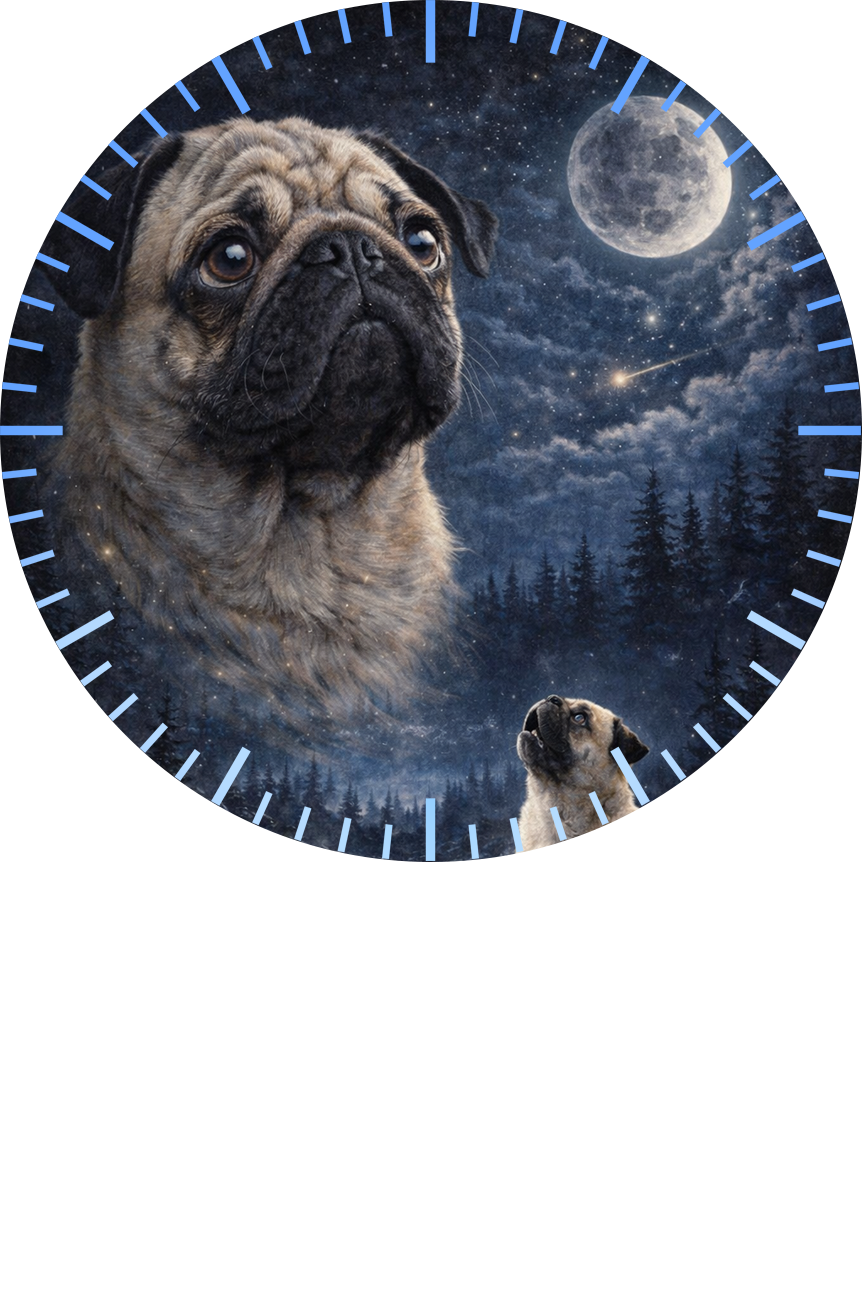 Dog with Moon 11.75in Clock