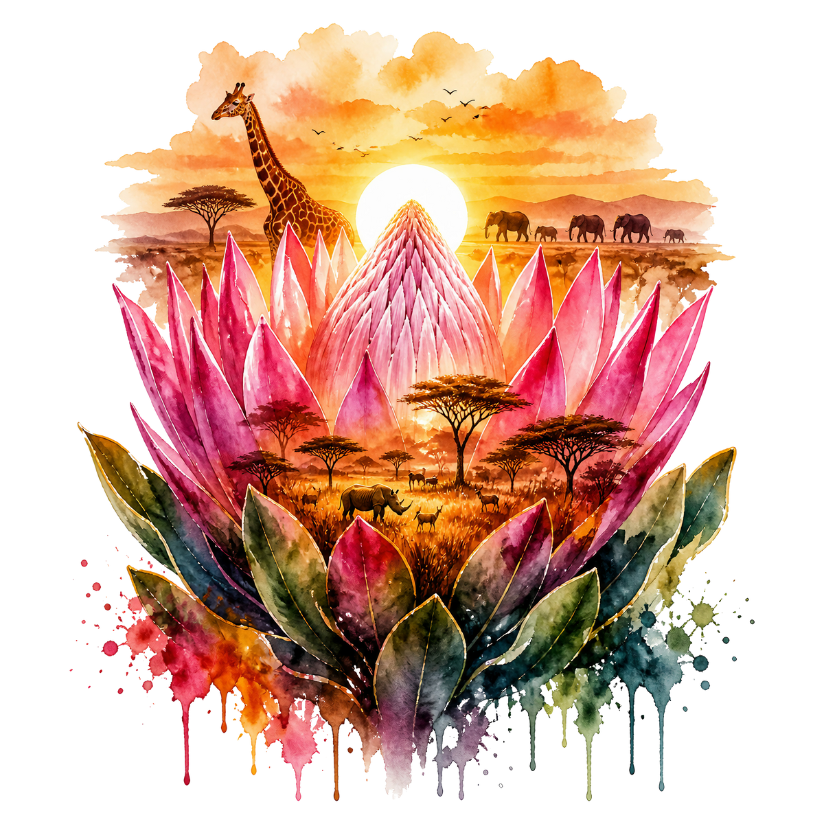 Double Exposure Floral Graphic T-shirt S-5X
