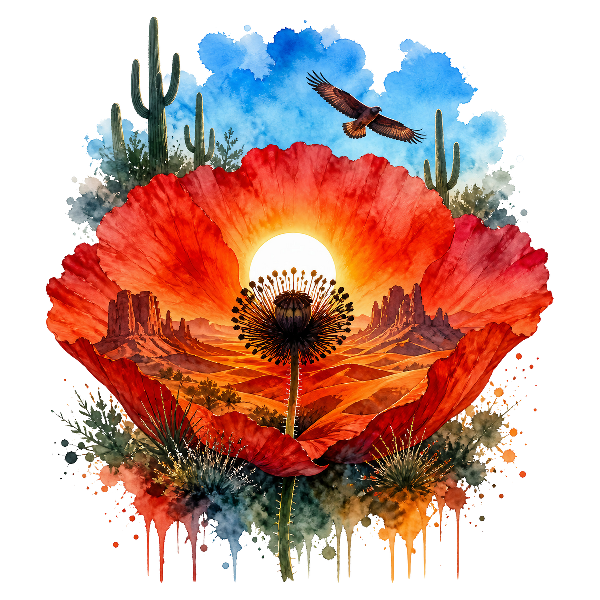 Double Exposure Floral Graphic T-shirt S-5X