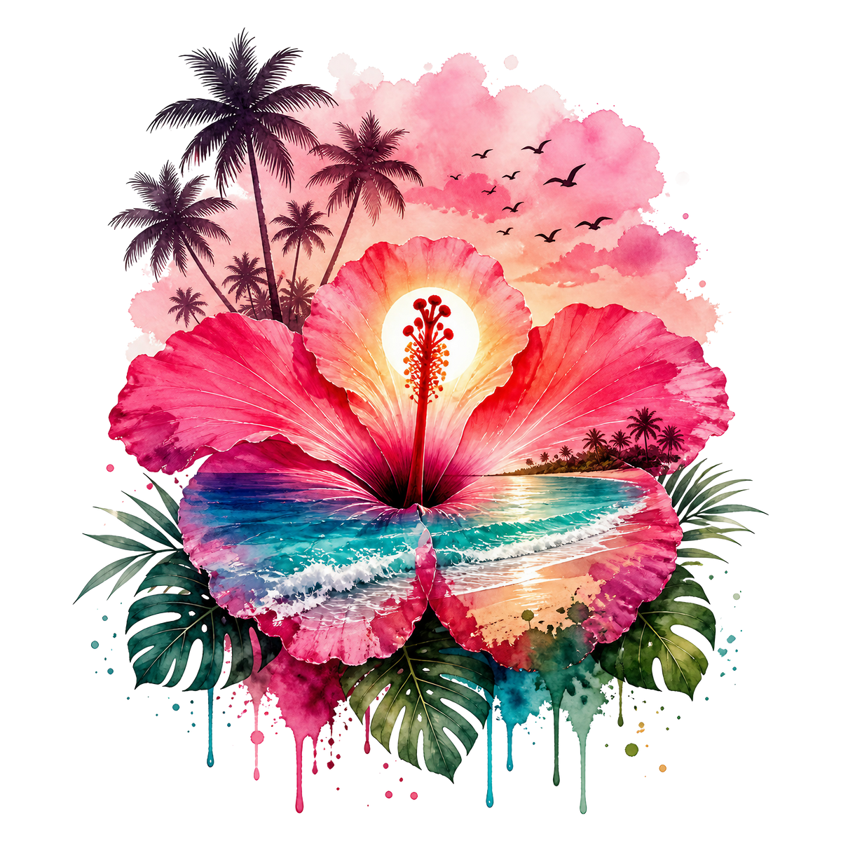 Double Exposure Floral Graphic T-shirt S-5X