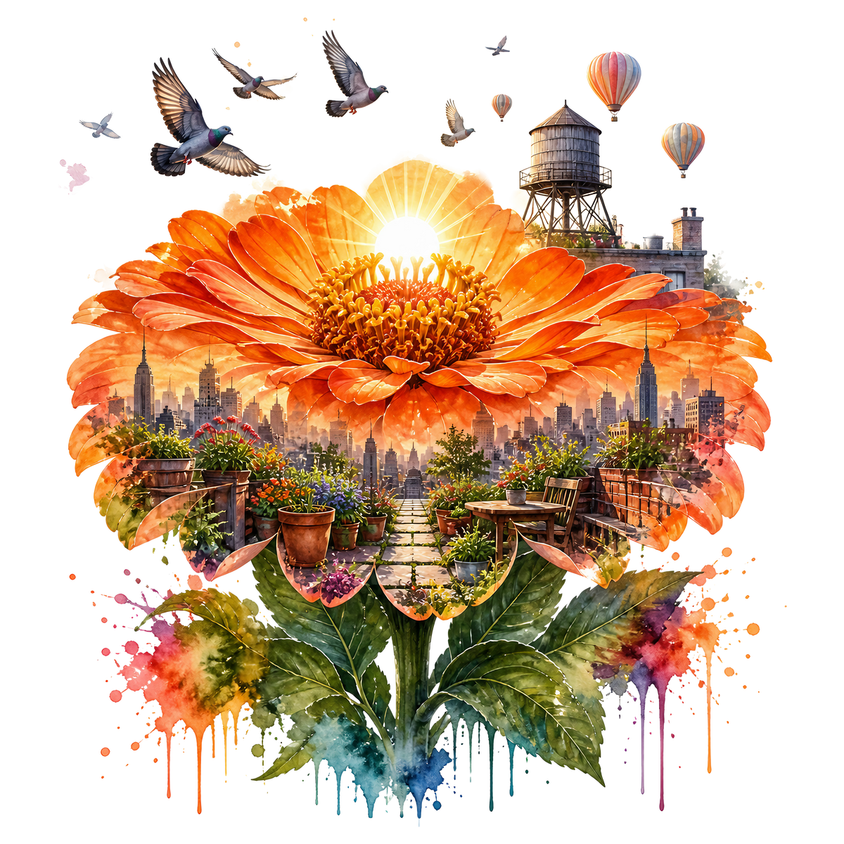 Double Exposure Floral Graphic T-shirt S-5X