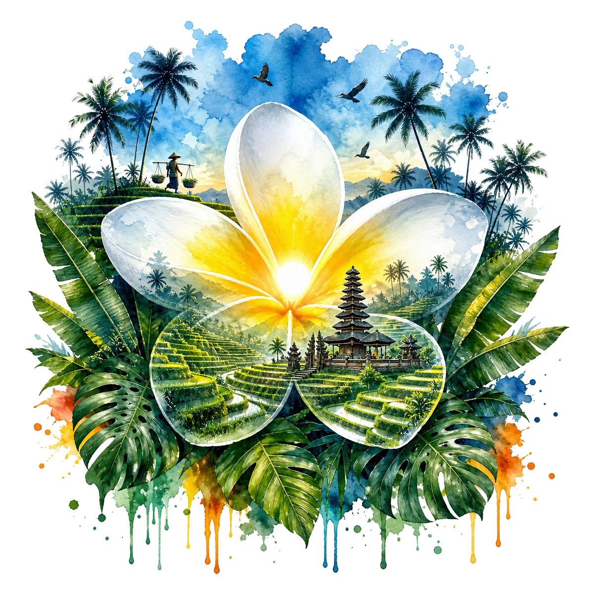 Double Exposure Floral Graphic T-shirt S-5X