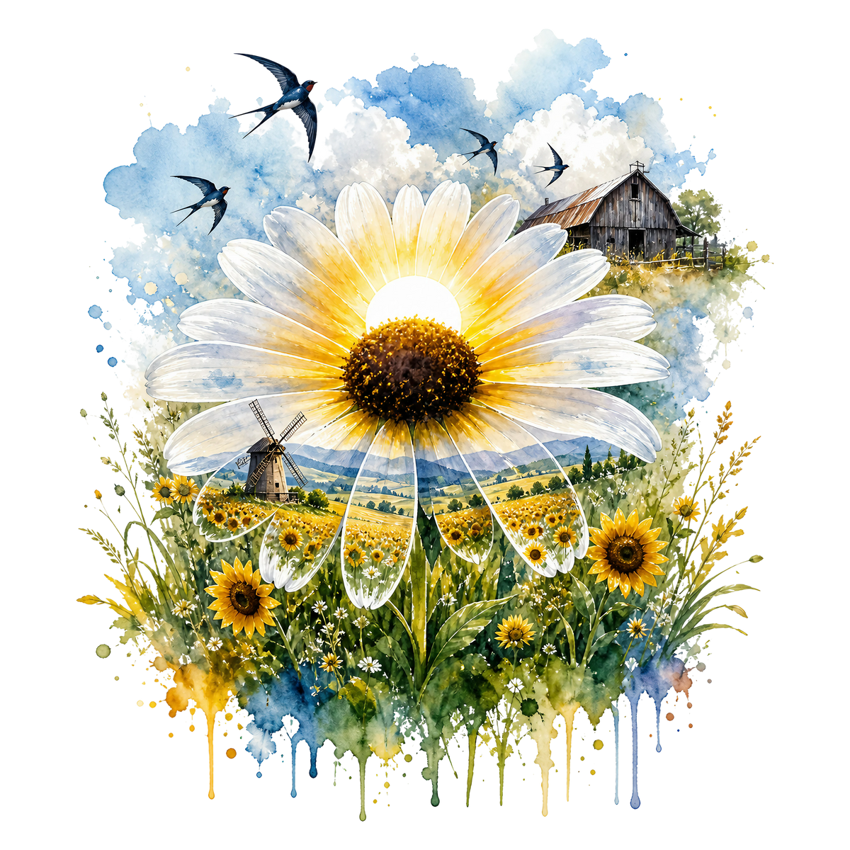 Double Exposure Floral Graphic T-shirt S-5X