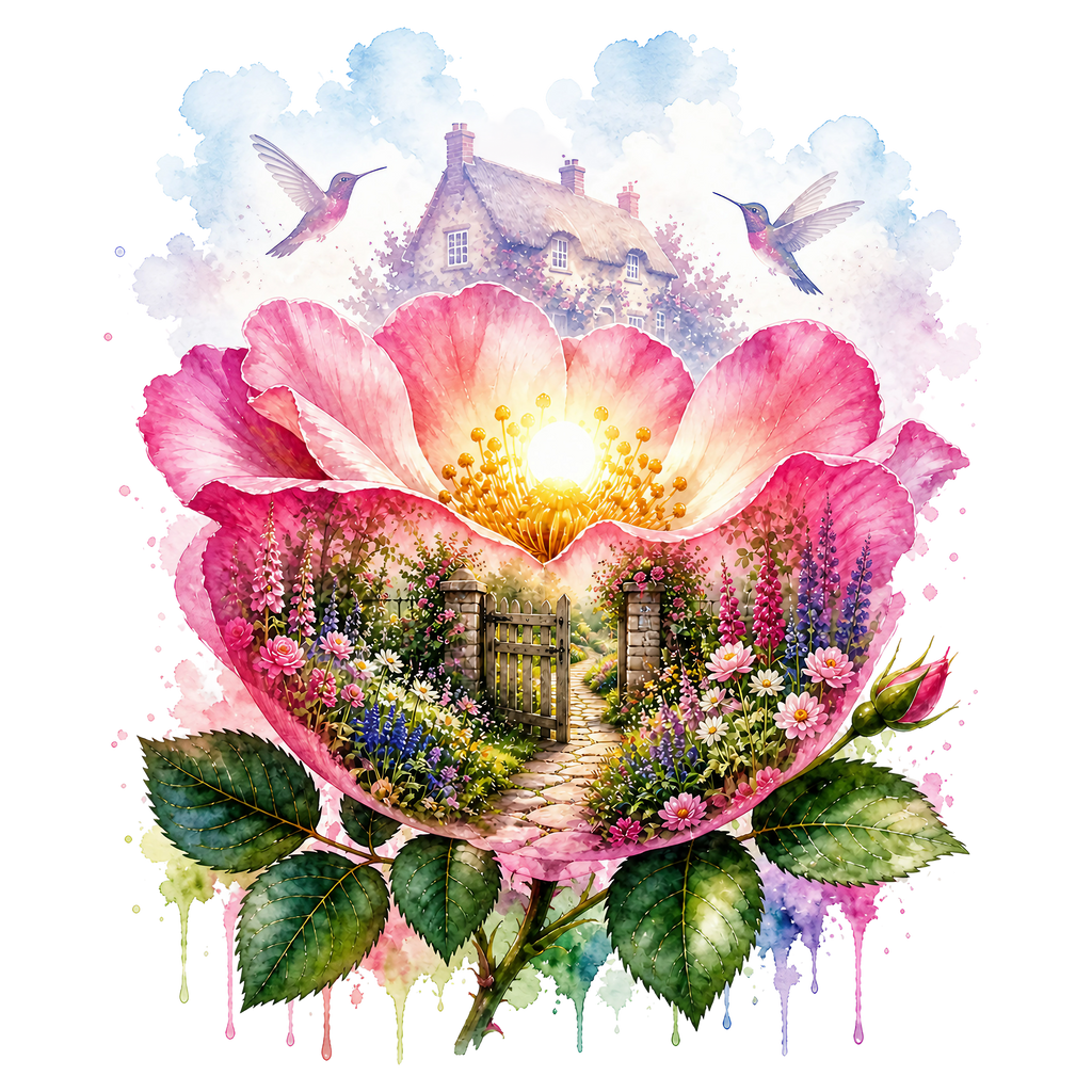 Double Exposure Floral Heat Transfer