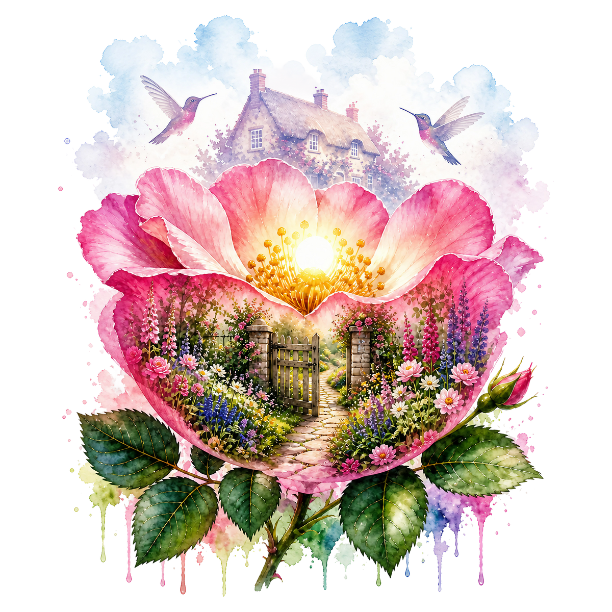 Double Exposure Floral Graphic T-shirt S-5X