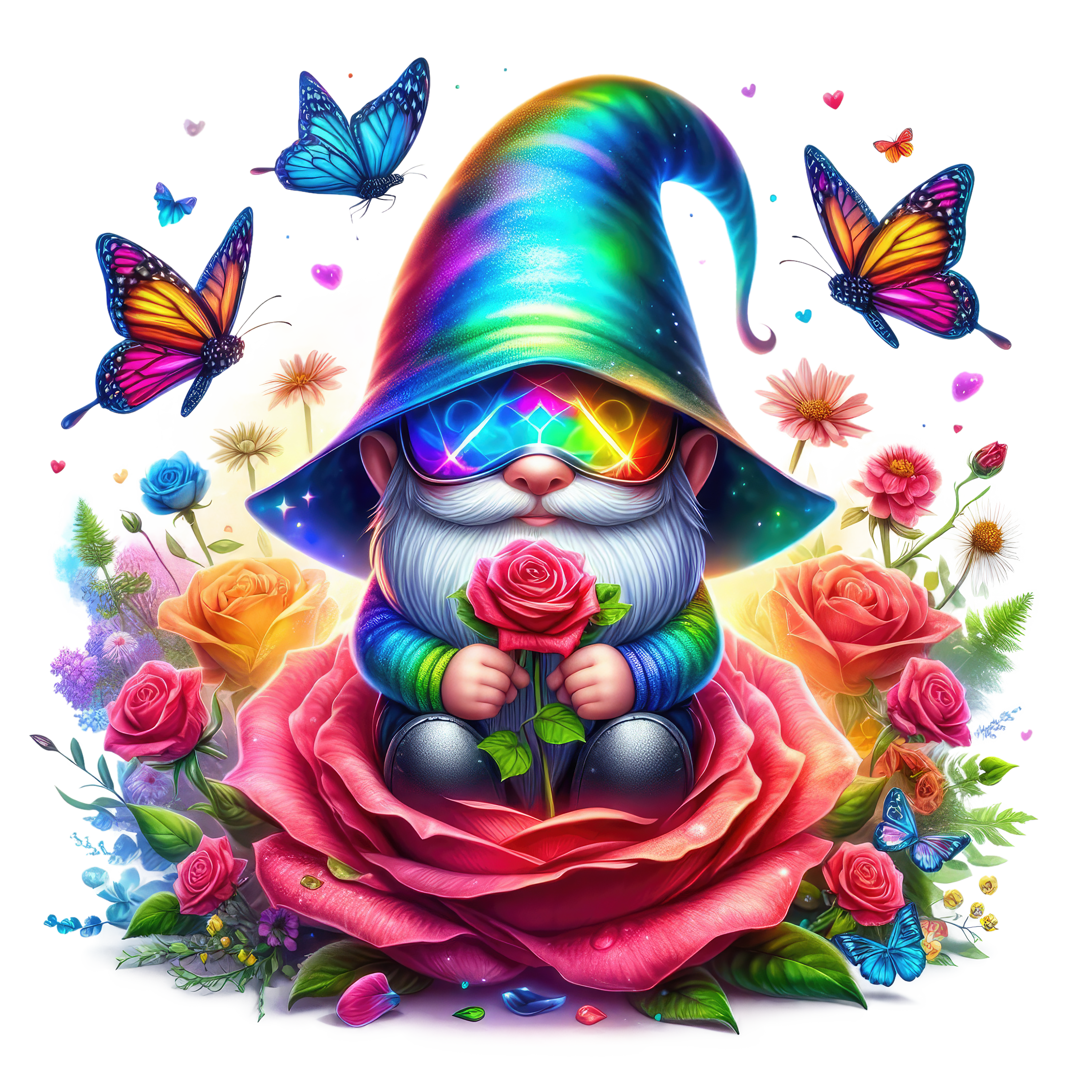 Gnomes and Roses DTF Transfer: Vibrant Fabric Appliques for Custom Apparel