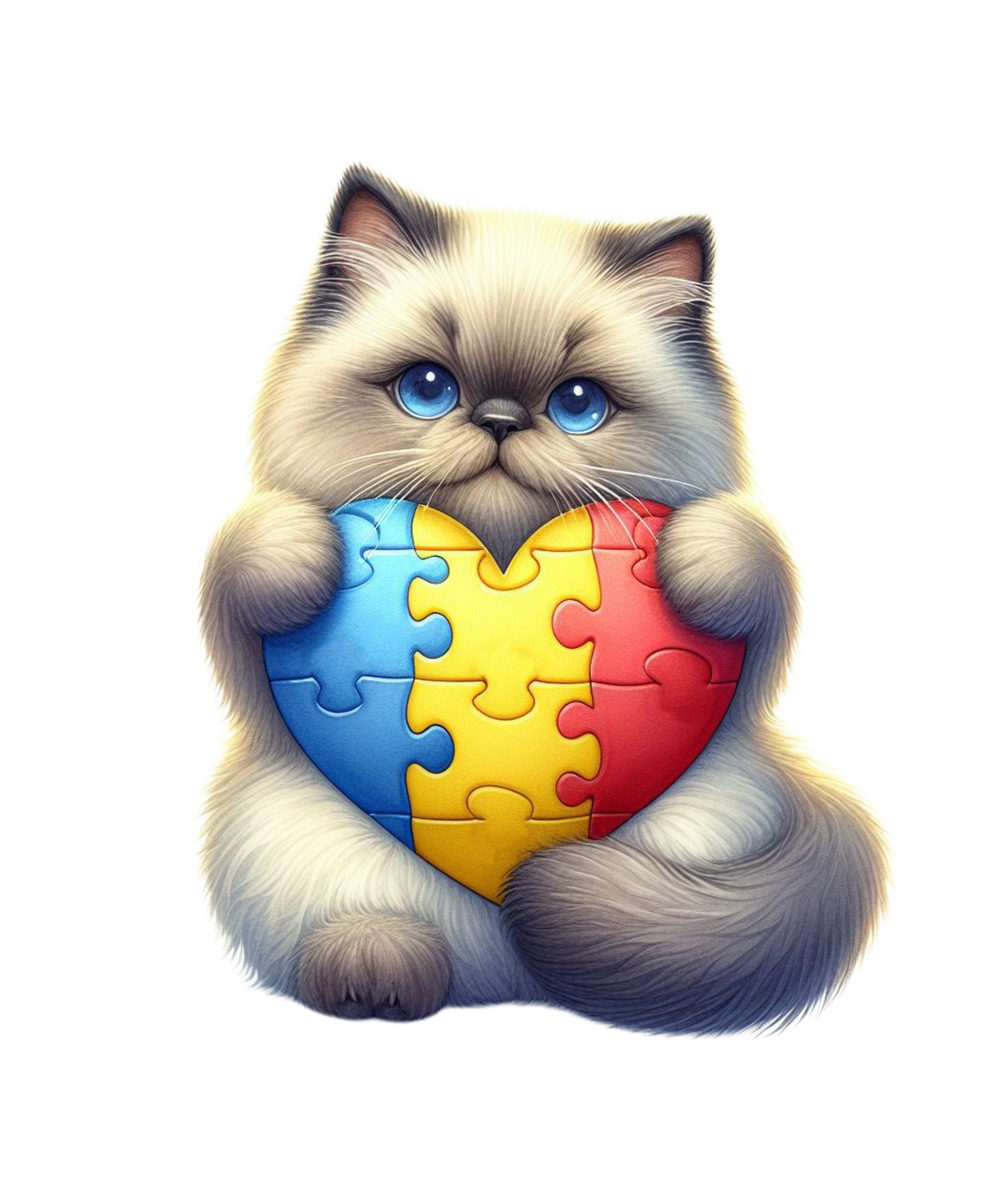 Cats Holding Autism Puzzle Heart Heat Transfer
