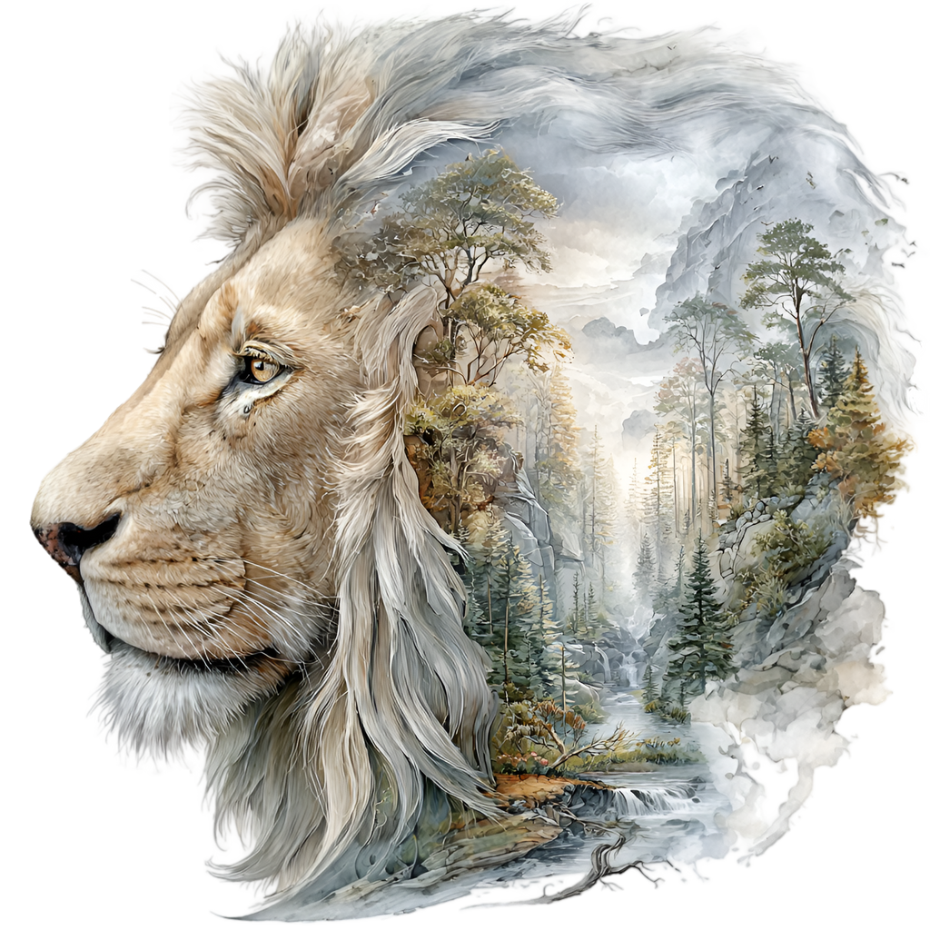 Lion Savannah Double Exposure Heat Transfer